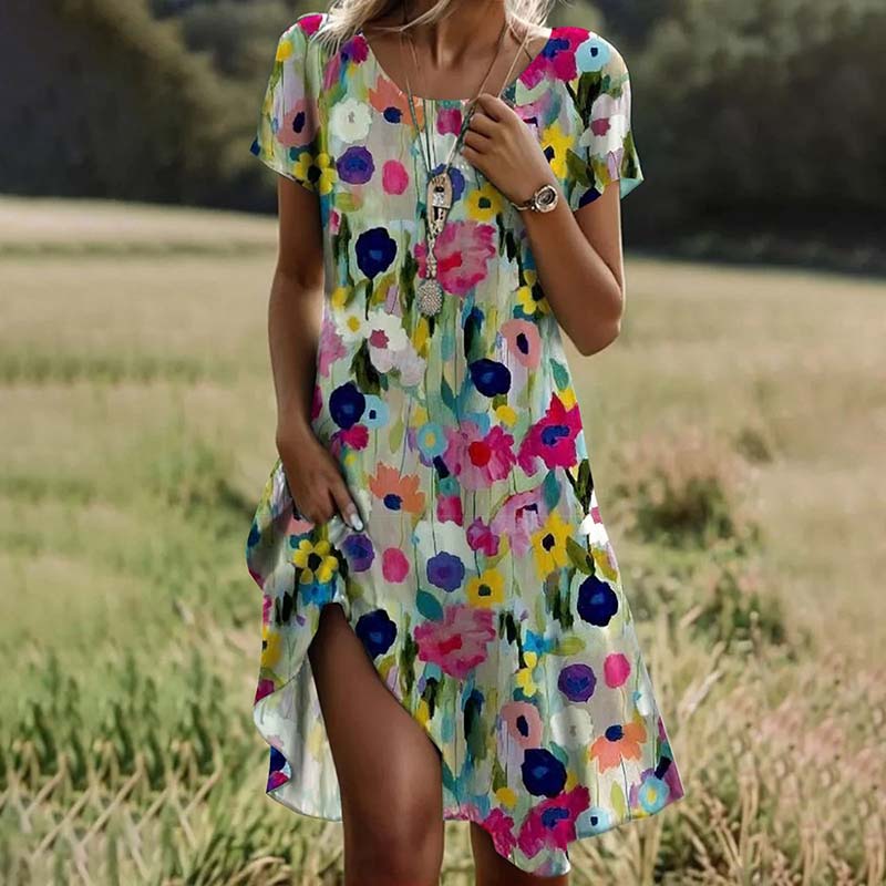 Leah - robe à fleurs colorée