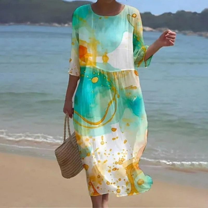 Beverley™ - Elegant Tummy-Covering Floral Dress