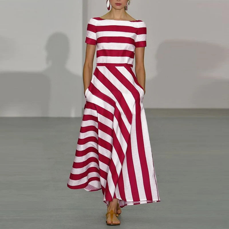 Roxy | Elegant Stripe Printed Maxi Dress