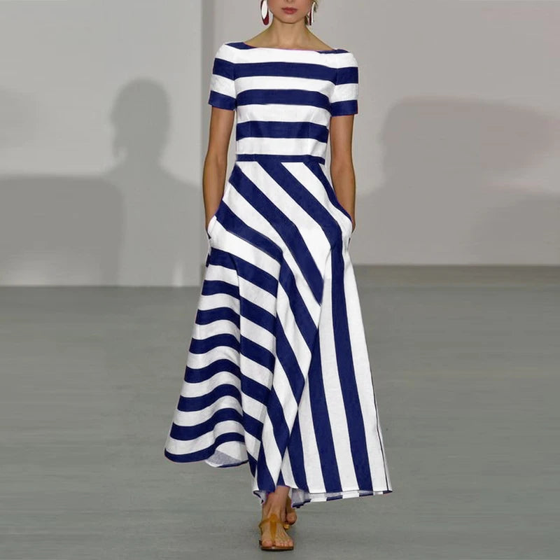 Roxy | Elegant Stripe Printed Maxi Dress